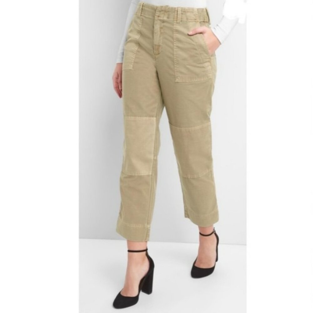 GAP High Rise Patch Utility Chino Pants in Khaki
